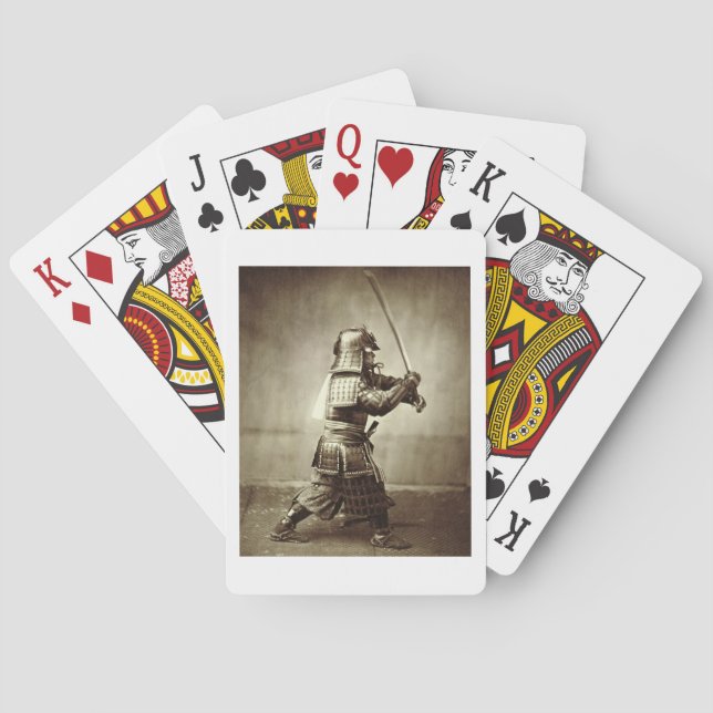 Jeu De Cartes Samouraï avec épée relevée, c.1860 (imprimé albume (dos)