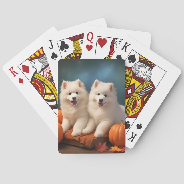Jeu De Cartes Samoyed Chiot Automne Citrouille de plaisir (dos)