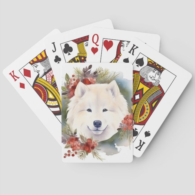 Jeu De Cartes Samoyed Christmas Wreath Festive Pup (dos)