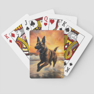 Jeu De Cartes Sandy Paws Chien Malinois Belge sur le coucher du