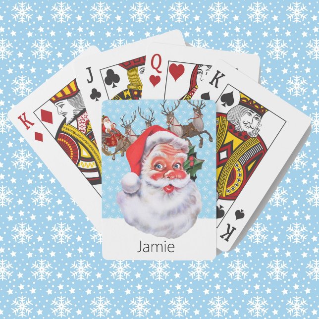 Jeu De Cartes Santa Claus in Snow Stocker Stuffer Ajouter le nom (Créateur téléchargé)