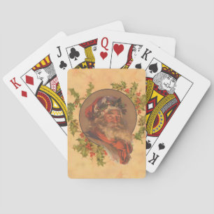 Jeu De Cartes Santa Claus Noël Portrait Vintage