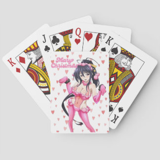 Jeu De Cartes Santa sexy Mariage de Noël Rose Cœur Anime Diva