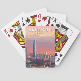 Jeu De Cartes Santiago Chili Illustration Voyage Art Vintage