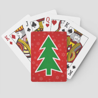 Jeu De Cartes Sapin de Noël sur fond rouge