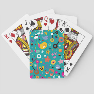 Jeu De Cartes sarcelle d'hiver de motif de bande dessinée