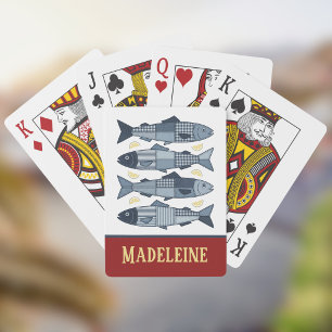 Jeu De Cartes Sardines Citrons Patchwork Plaid Monogramme Côtier