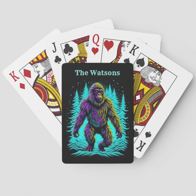 Jeu De Cartes Sasquatch Bigfoot en Turquoise et noir (dos)