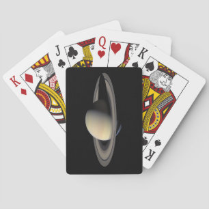 Jeu De Cartes Saturne éclairée par le soleil, planète géante gaz