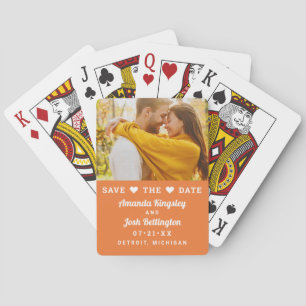 Jeu De Cartes Sauver la date Orange Photo de mariage personnalis