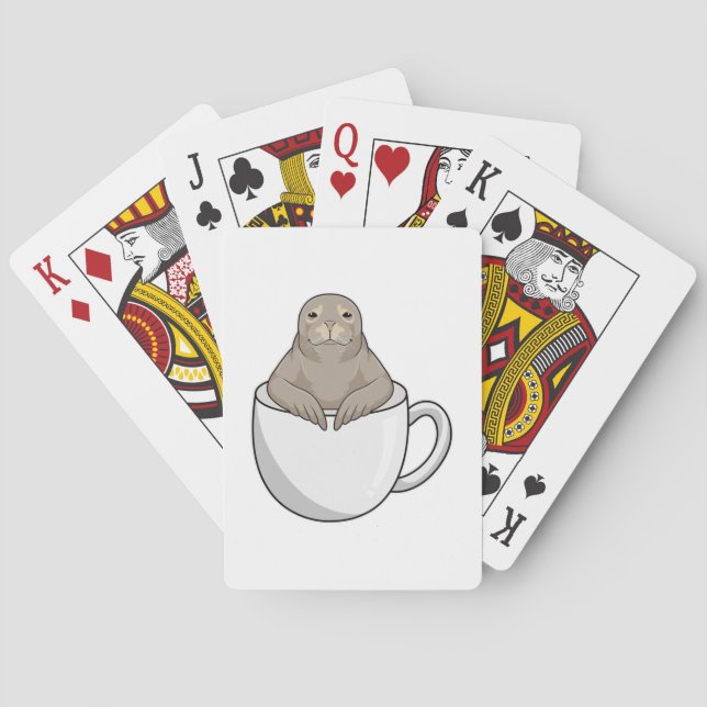 Jeu De Cartes Sceau avec tasse de café (dos)