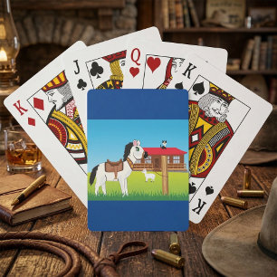 Jeu De Cartes Scène de ferme dessin animé avec cheval chat et ch