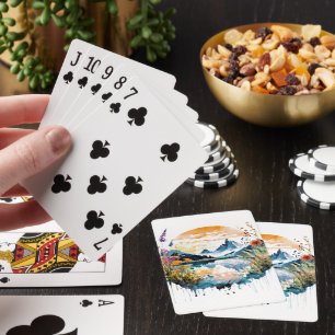 Jeu De Cartes Scène de montagne à l'aquarelle