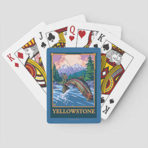 Jeu De Cartes Scène de pêche de mouche - parc national de