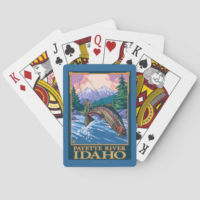 Jeu De Cartes Scène de pêche de mouche - rivière de Payette, (dos)