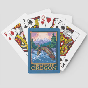 Jeu De Cartes Scène de pêche de mouche - Troutdale, Orégon