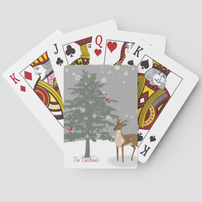 Jeu De Cartes Scène Neige/Cartes de Jeu/Cerf & Cardinal (dos)