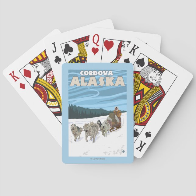 Jeu De Cartes Scène Sledding de chien - Cordova, Alaska (dos)