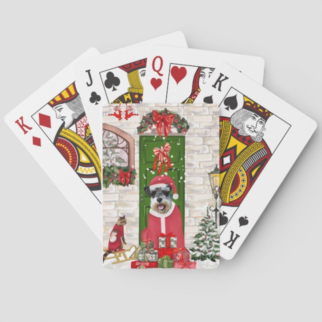 Jeu De Cartes Schnauzer Chien Noël (dos)