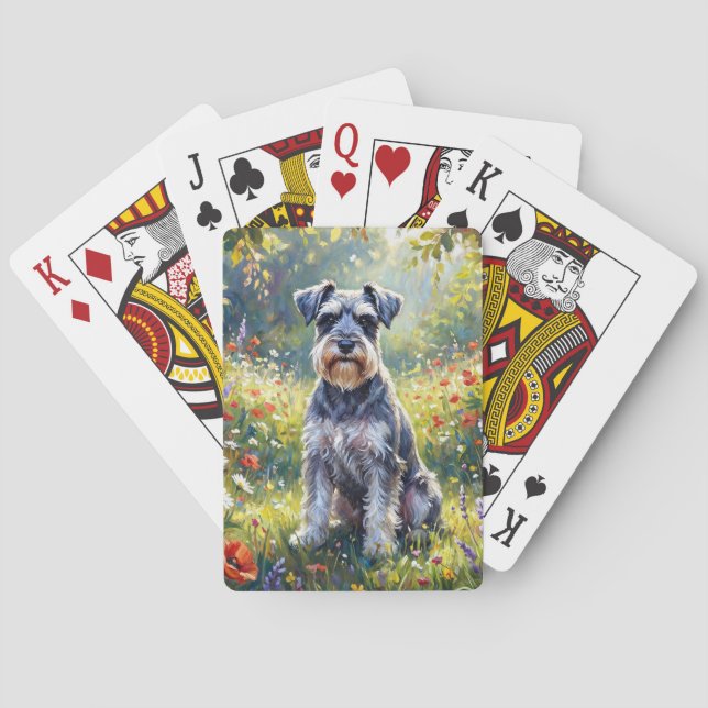 Jeu De Cartes Schnauzer in Wildflower Meadow (dos)