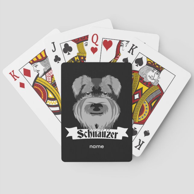 Jeu De Cartes Schnauzer noir et gris (dos)