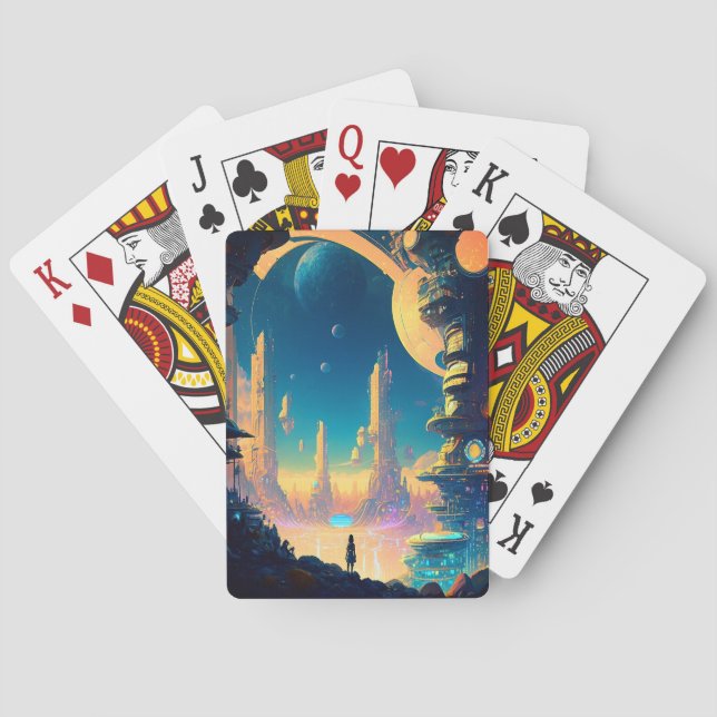 Jeu De Cartes Science Fiction Futuriste Ville Jouer Cartes (dos)