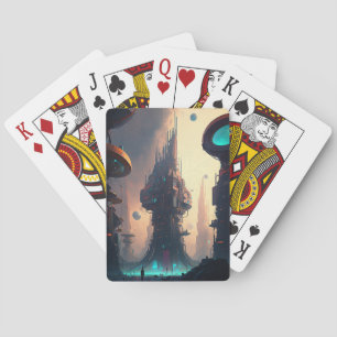 Jeu De Cartes Science Fiction Futuriste Ville Jouer Cartes
