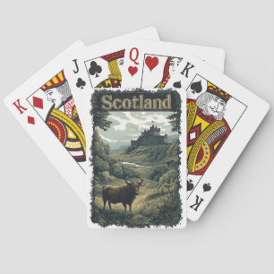 Jeu De Cartes Scotland Design : Highland Cow, Castle, and Scener