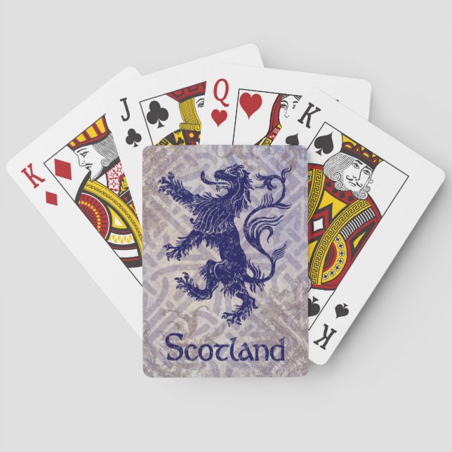 Jeu De Cartes Scottish Rampant Lion Navy Blue Celtic Knot (dos)