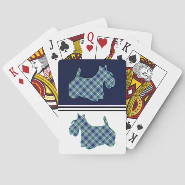 Jeu De Cartes Scottish Terrier Blue Plaid (dos)