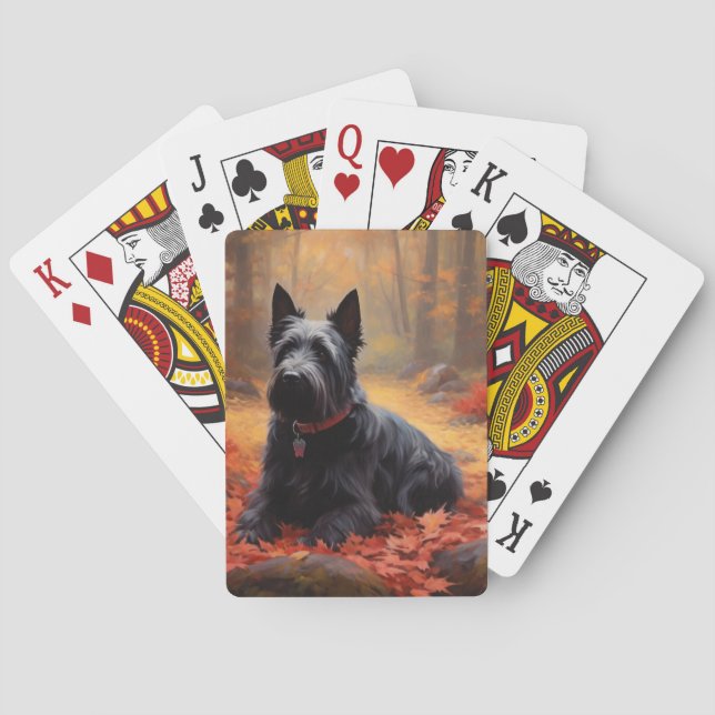 Jeu De Cartes Scottish Terrier en automne Leaves Fall Inspire (dos)