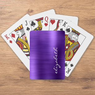 Jeu De Cartes Script de signature en métal brossé violet