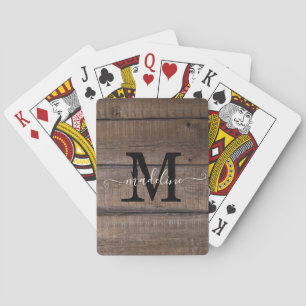 Jeu De Cartes Script Monogramme Brown rustique personnalisé