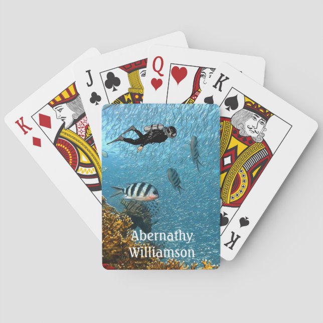 Jeu De Cartes Scuba Diving underwater scene Diver personalize (dos)