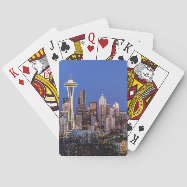Jeu De Cartes Seattle, Downtown et Mt Rainier à Twilight (dos)