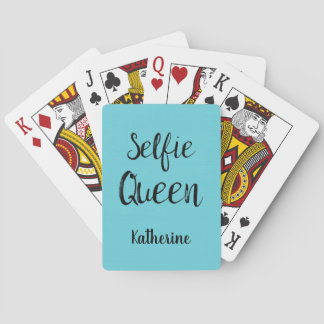 Jeu De Cartes Selfie Nom Reine Personnalisé Turquoise Turquoise