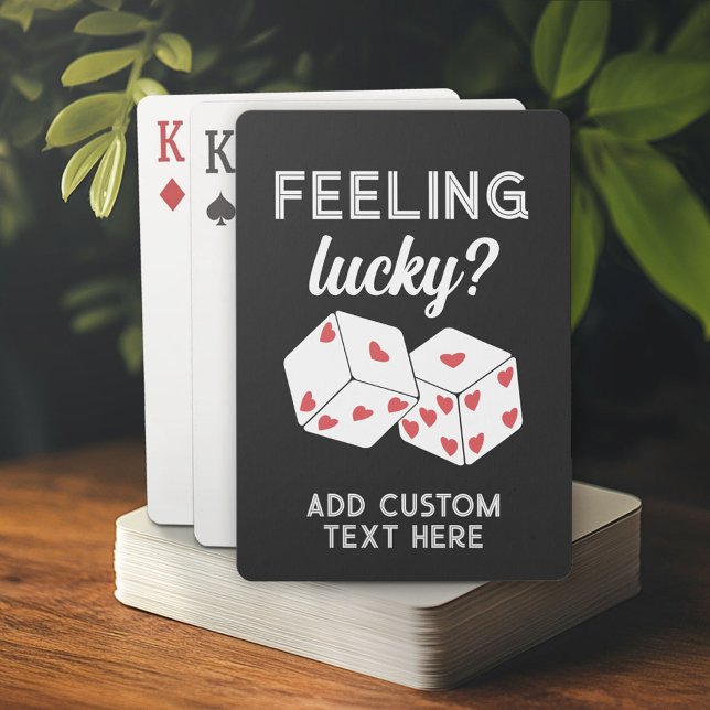 Jeu De Cartes Sentiment de chance - Dés avec coeur - Texte perso (Personalized playing cards)