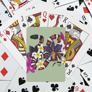Jeu De Cartes Serpent laitier floral exotique vert