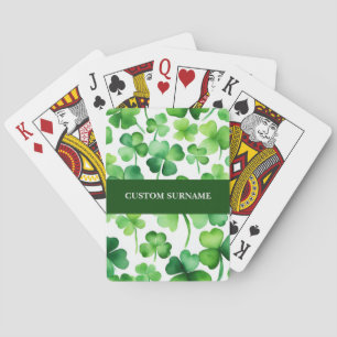 Jeu De Cartes Shamrock d'aquarelle du nom de famille irlandais