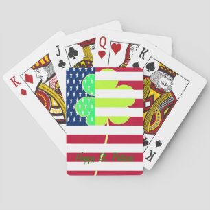 Jeu De Cartes Shamrock du drapeau irlandais américain Clover St.