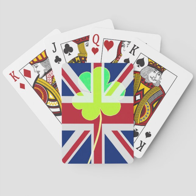 Jeu De Cartes Shamrock du drapeau irlandais britannique Clover S (dos)