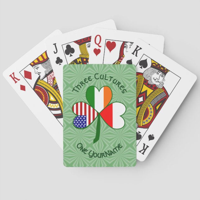 Jeu De Cartes Shamrock personnalisé des drapeaux irlandais polon (dos)