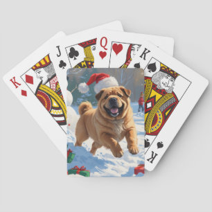 Jeu De Cartes Shar Pei coule dans la neige avec le Casquette de 