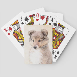 Jeu De Cartes Shetland Sheepdog Puppy Peinture Chien original ar