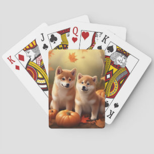 Jeu De Cartes Shiba Inu Chiot Automne Citrouille de plaisir