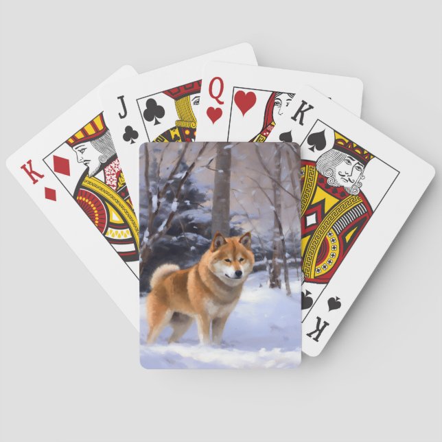 Jeu De Cartes Shiba Inu Laissez Neige Noël (dos)
