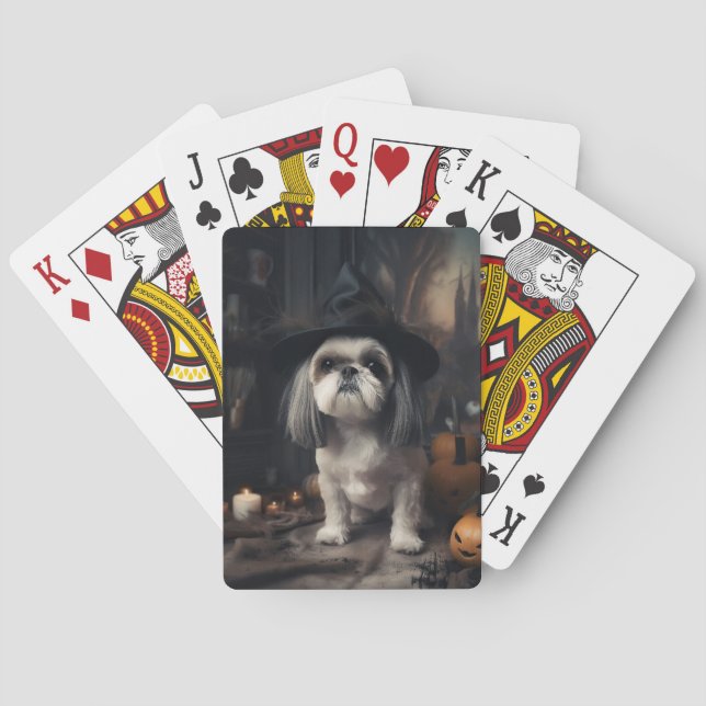 Jeu De Cartes Shih Tzu Citrouilles Halloween effrayant (dos)