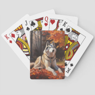 Jeu De Cartes Sibérie Husky en automne Feuilles automne Inspire 