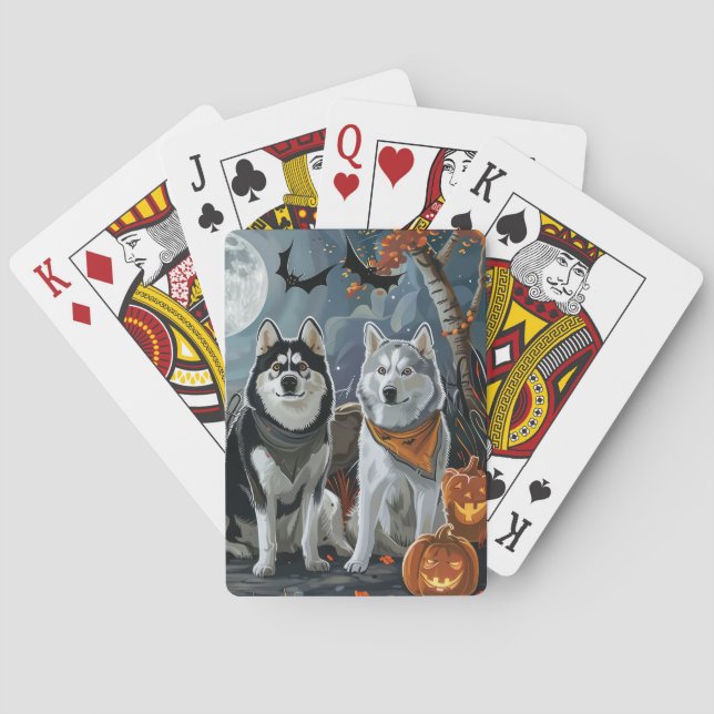 Jeu De Cartes Sibérie Husky Halloween Éffrayant (dos)
