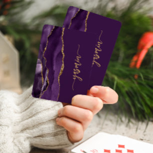 Jeu De Cartes Signature Personnalisée Agate Violette Or